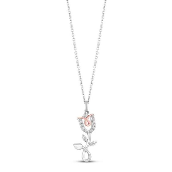 Kay Jewelers Jewelry - Hallmark Diamonds Flower Necklace 1/15 ct tw Sterling Silver & 10K Rose Gold 18"
